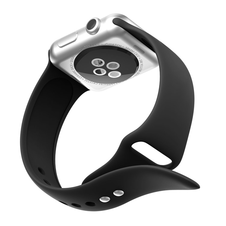 Double Buckle Soft Silicone Sport Watch Band for Apple Watch Series 4 44mm / Series 3 2 1 42mm - Black-3