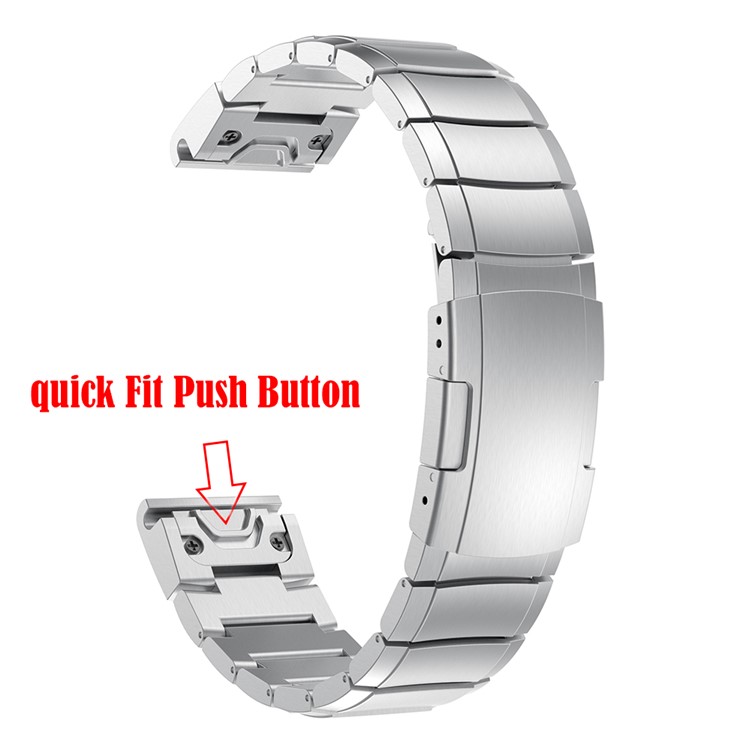 Edelstahlgliederkettenarmband Mit Schnellverschluss Für Garmin Fenix 5 195mm - Silber--5