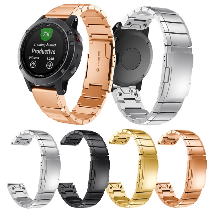Edelstahlgliederkettenarmband Mit Schnellverschluss Für Garmin Fenix 5 195mm - Silber--6