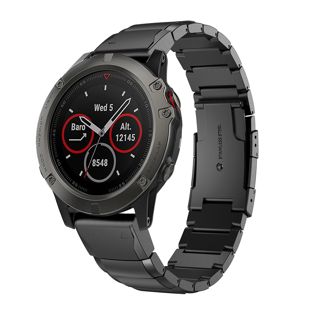 Cinturino da Polso in Acciaio Inossidabile Con Fibbia Per Farfalla Per Garmin Fenix ​​5x - Nero-3