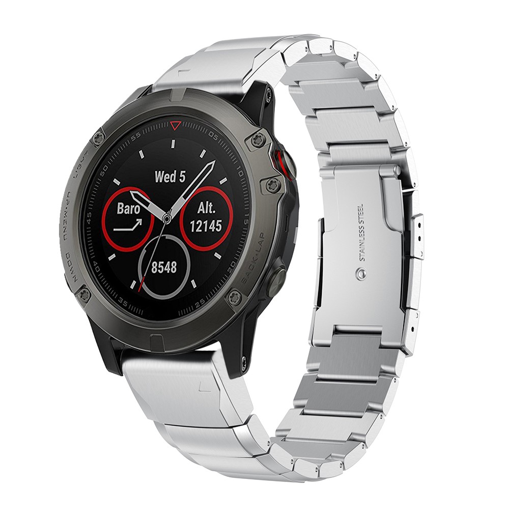 Sangle de Poignet de Montre en Acier Inoxydable Avec Boucle Papillon Pour Garmin Fenix ​​5x - Argent