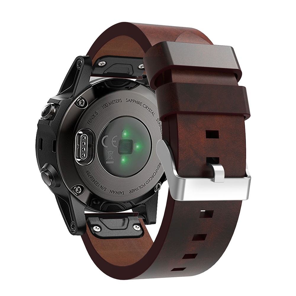 210mm PU-Lederarmband Mit Ersatzarmband Für Garmin Fenix 5 - Braun-2