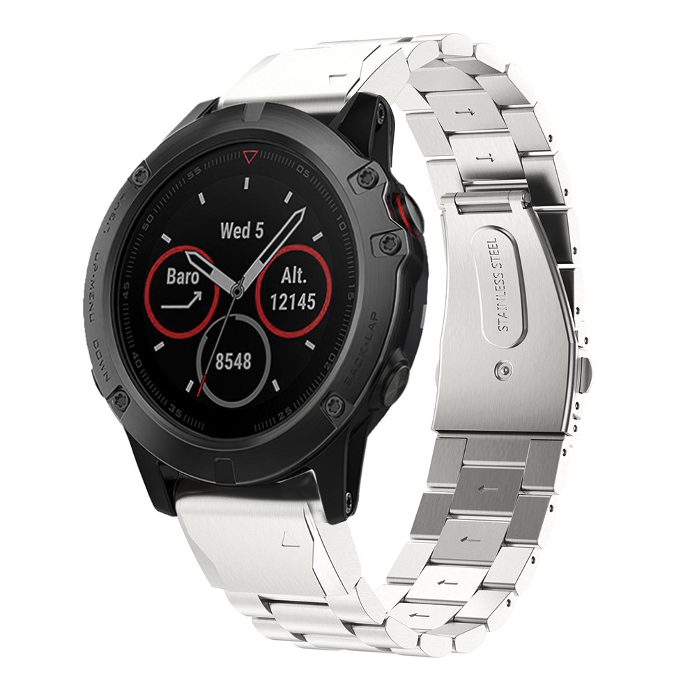 Edelstahl-Gliederketten-Uhrenarmband Für Garmin Fenix 5X - Silber--3