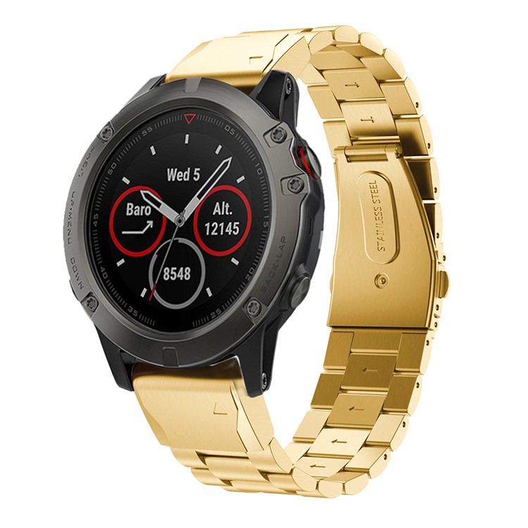 Cinturino Da Polso Con Cinturino In Acciaio Inossidabile Per Garmin Fenix 5X - Oro-4