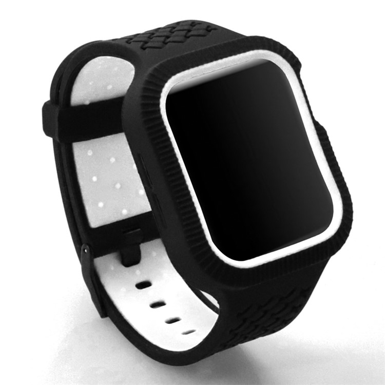 

Two Tone Soft Silicone Woven Watch Strap with Anti-aging Frame for Apple Watch Series 4 40mm - Black / White, Apple Watch Series 4 40mm