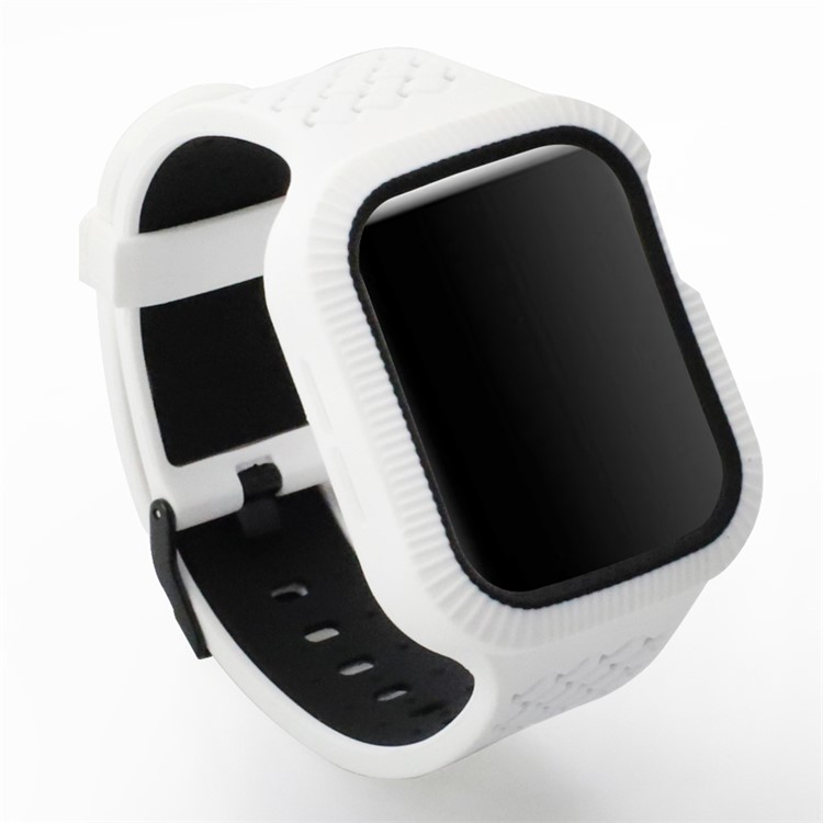 Two Tone Soft Silicone Woven Watch Strap with Anti-aging Frame for Apple Watch Series 4 40mm / Series 3 2 1 42mm - White / Black-3