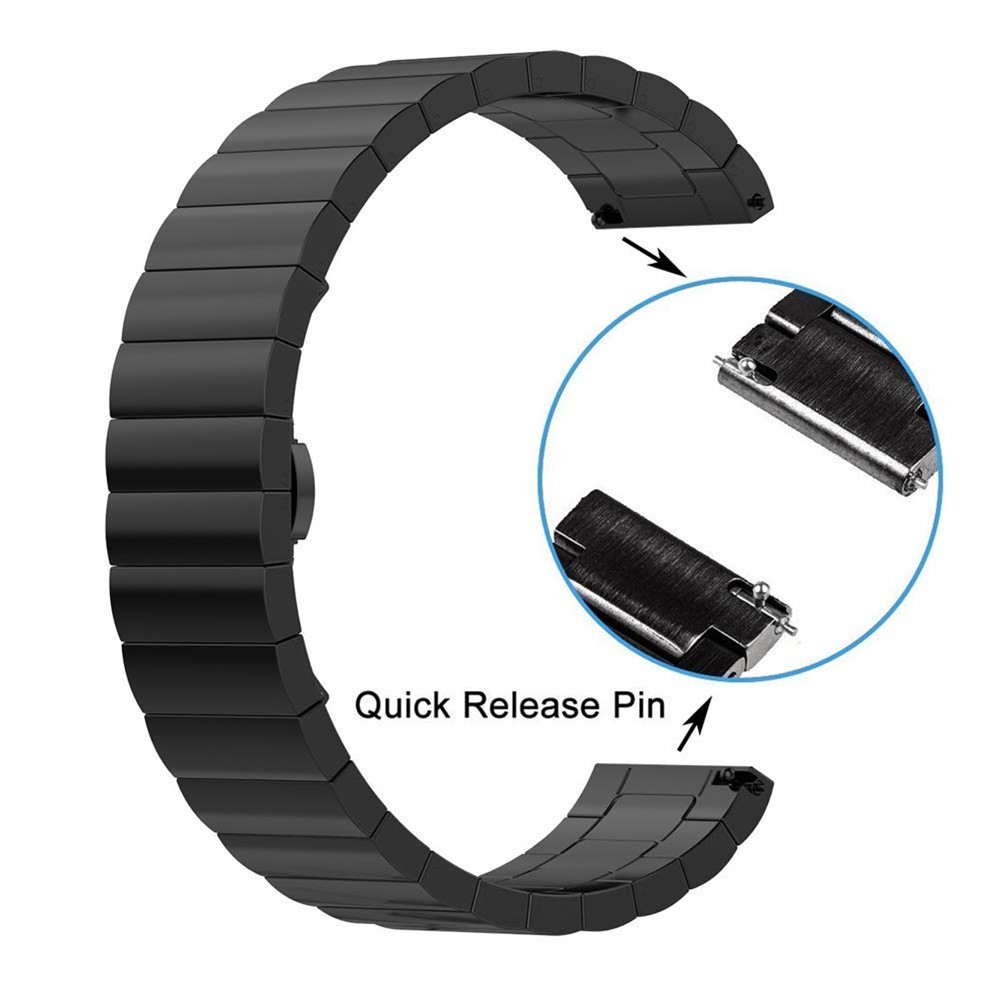 22mm Butterfly Lock Link Stainless Steel Watch Band Replacement for Ticwatch Pro Watch - Black-3