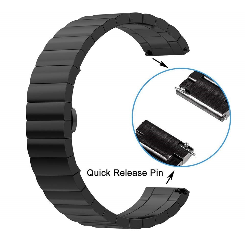 Reemplazo de la Banda de Reloj de Acero Inoxidable de 22 mm Butterfly Link Para Reloj Ticwatch Pro Watch - Negro