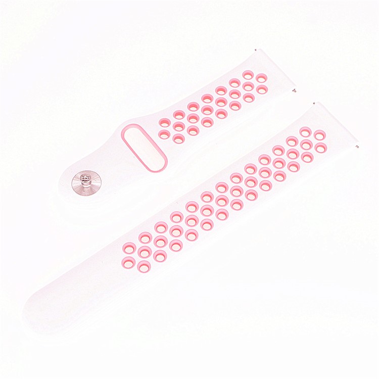 20mm Two-tone Hollow Silicone Watch Strap for Samsung Galaxy Watch 42mm / Gear Sport S2 - White / Pink-2