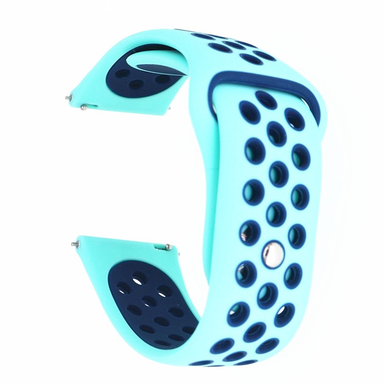 Correa De Reloj De Silicona Hueca De Dos Tonos De 20 Mm Para Samsung Galaxy Watch 42mm / Engranaje Deporte S2 - Bebe Azul / Azul Oscuro-1