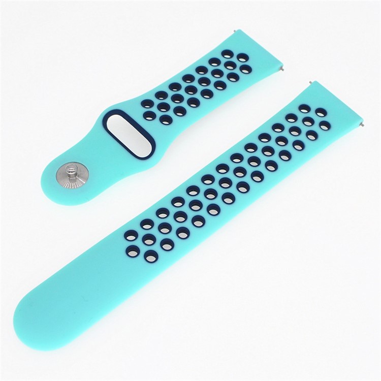 Correa De Reloj De Silicona Hueca De Dos Tonos De 20 Mm Para Samsung Galaxy Watch 42mm / Engranaje Deporte S2 - Bebe Azul / Azul Oscuro-2