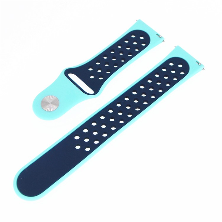 Correa De Reloj De Silicona Hueca De Dos Tonos De 20 Mm Para Samsung Galaxy Watch 42mm / Engranaje Deporte S2 - Bebe Azul / Azul Oscuro-3