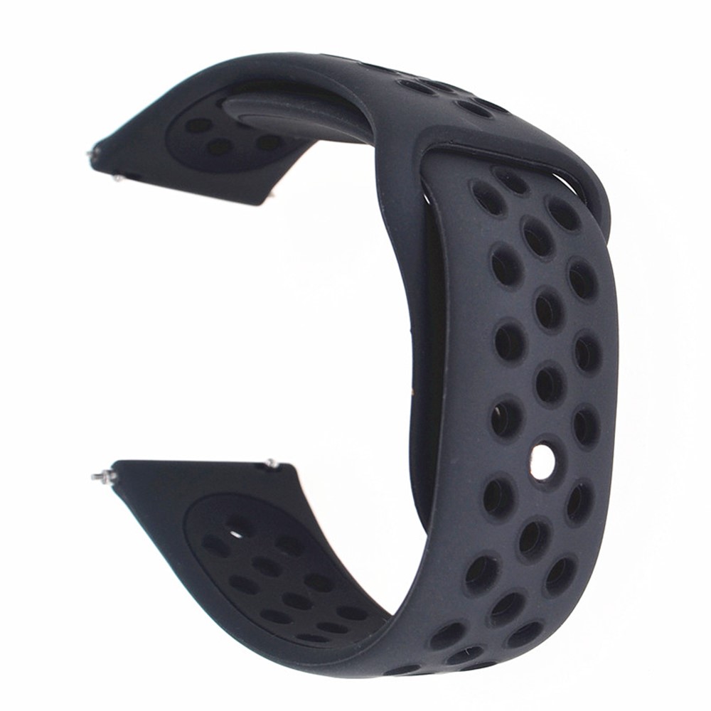 20mm Two-tone Silicone Hollow Watch Band for Garmin Forerunner 645 Music / Vivoactive 3 / Vivomove HR - All Black-1