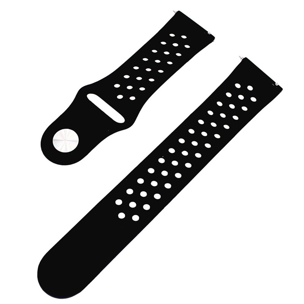 20mm Two-tone Silicone Hollow Watch Band for Garmin Forerunner 645 Music / Vivoactive 3 / Vivomove HR - All Black-4