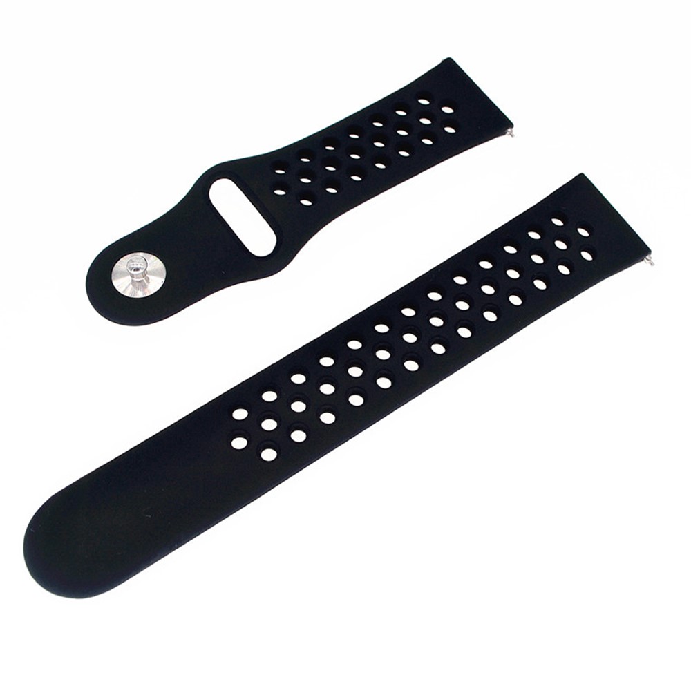 20mm Two-tone Silicone Hollow Watch Band for Garmin Forerunner 645 Music / Vivoactive 3 / Vivomove HR - All Black-5