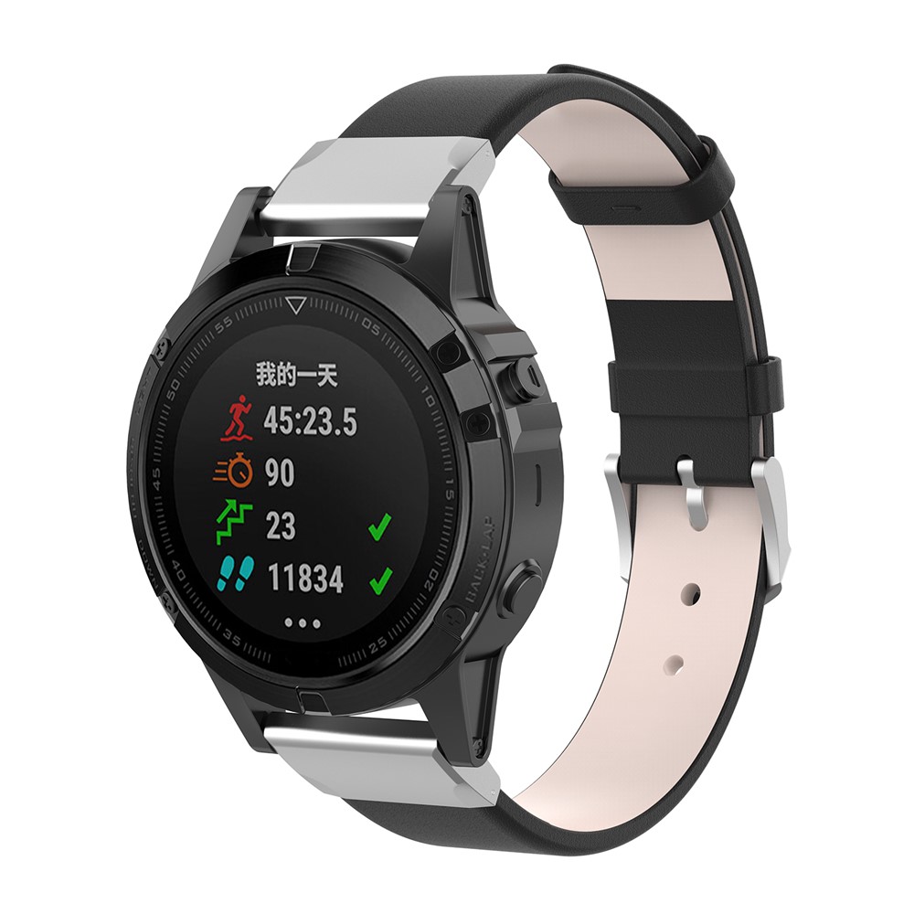 Ремешок Для Часов Из Искусственной Кожи С Разъемом И Инструментом Для Garmin Fenix5 / Предшественник 935 / Quatix5 / Quatix5 Сапфир / Подход S60 - Черный-2