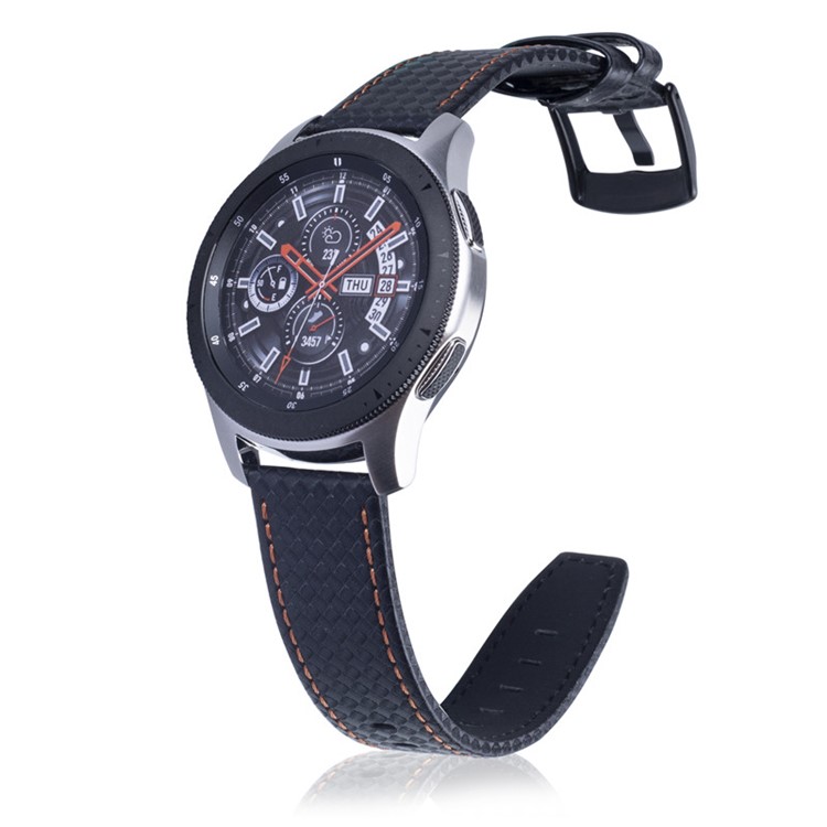 Carbon Fiber Grain Genuine Leather Wristwatch Strap for Samsung Galaxy Watch 46mm / Galaxy Gear S3 Classic/Frontier - Orange-4