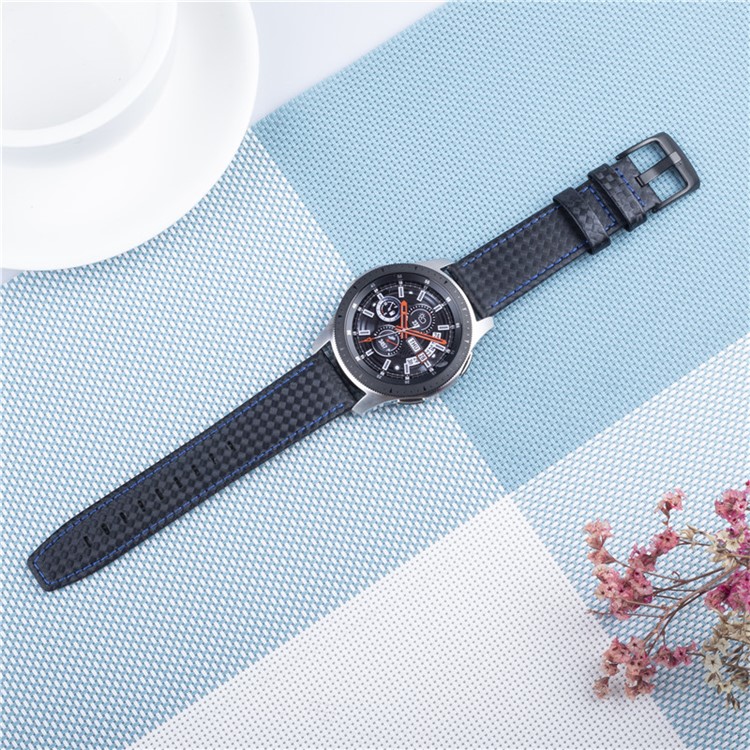 Carbon Fiber Grain Genuine Leather Wristwatch Strap for Samsung Galaxy Watch 46mm / Galaxy Gear S3 Classic/Frontier - Blue-2