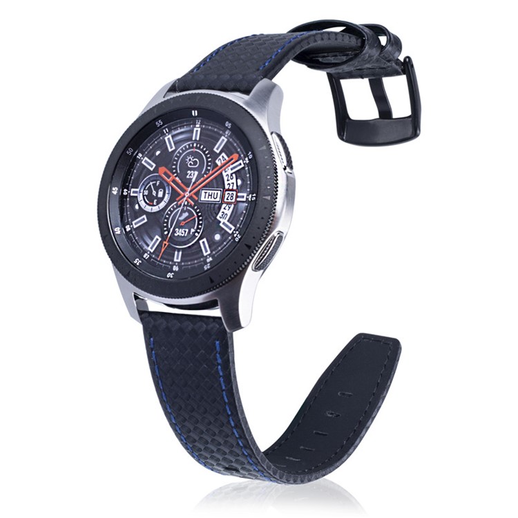 Carbon Fiber Grain Genuine Leather Wristwatch Strap for Samsung Galaxy Watch 46mm / Galaxy Gear S3 Classic/Frontier - Blue-4