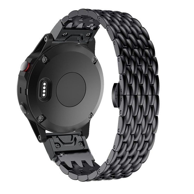 Stainless Steel Bracelet Dragon Vein Woven Watch Band with Buckle for Garmin Fenix 5X 26mm - Black-4