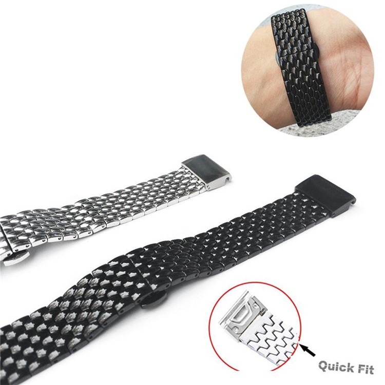 Stainless Steel Bracelet Dragon Vein Woven Watch Band with Buckle for Garmin Fenix 5X 26mm - Black-5