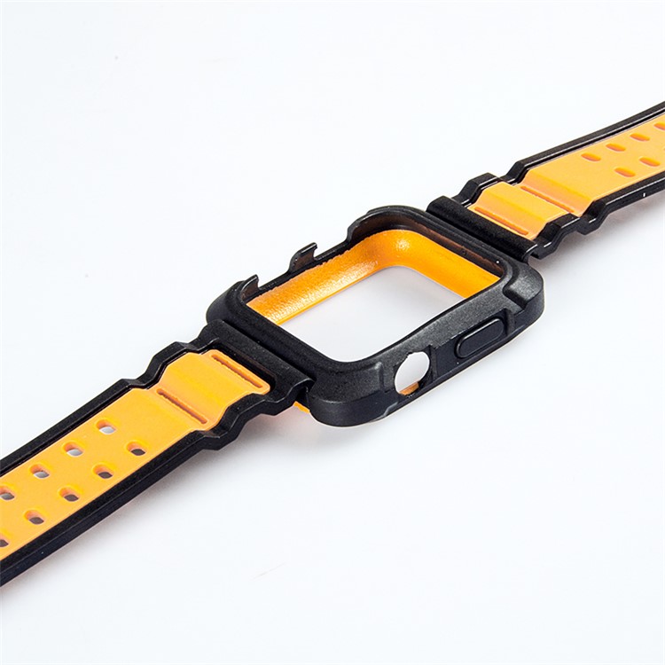 Two-color Soft Silicone Watch Wrist Band Strap for Apple Watch Series 4 44mm - Black/Orange-5