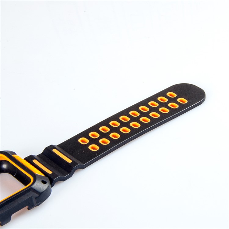 Two-color Soft Silicone Watch Wrist Band Strap for Apple Watch Series 4 44mm - Black/Orange-8