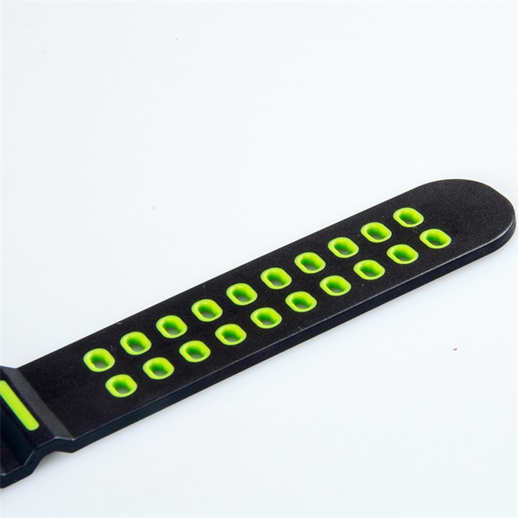 Two-color Soft Silicone Watch Wrist Band Strap for Apple Watch Series 4 44mm - Black/Green-5