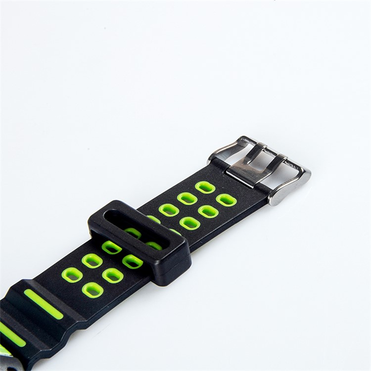 Two-color Soft Silicone Watch Wrist Band Strap for Apple Watch Series 4 44mm - Black/Green-7