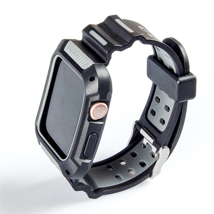 

Two -color Soft Silicone Smart Watch Band for Apple Watch Series 4 40mm - Black/Grey, Apple Watch Series 4 40mm