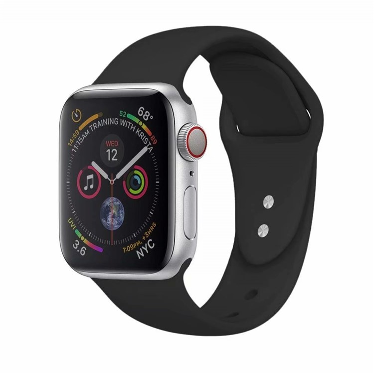 Dual Pin Buckle Silicone Watch Strap for Apple Watch Series 4 44mm, Series 3/2/1 42mm - Black-2