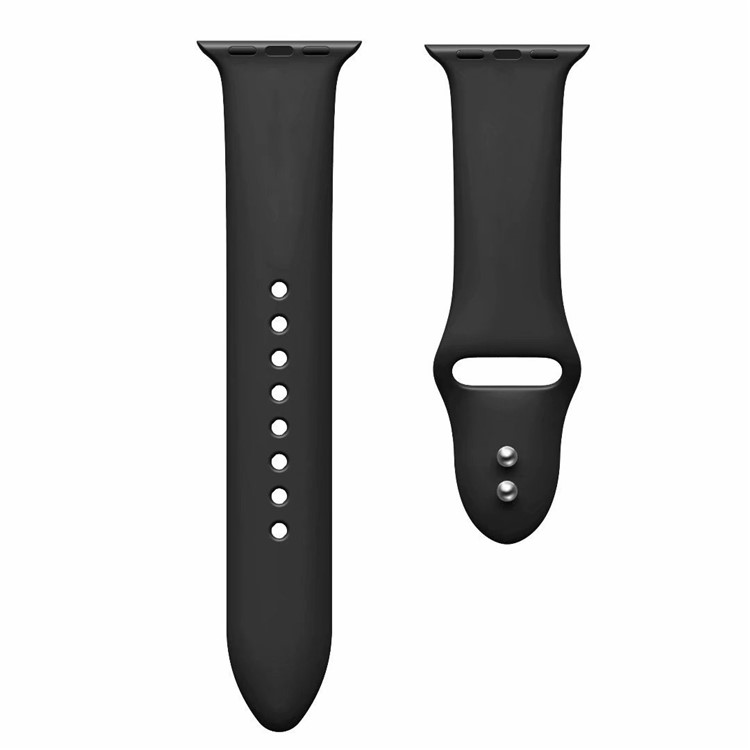 Dual Pin Buckle Silicone Watch Strap for Apple Watch Series 4 40mm, Series 3/2/1 38mm - Black-3