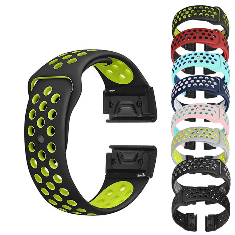 Two-color Silicone Wrist Strap for Garmin Fenix 5 - Black / Green-5