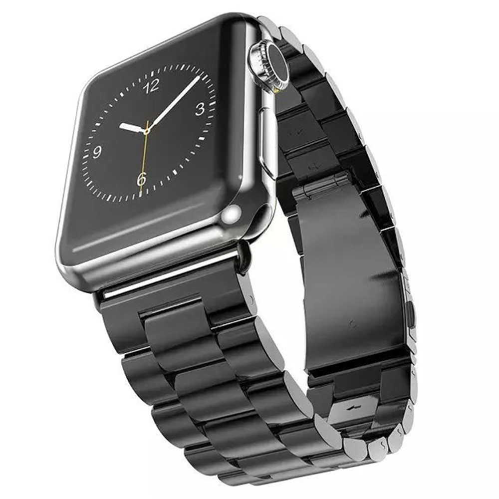 Luxury Three Beads Stainless Steel Watch Strap for Apple Watch Series 4 40mm, Series 3 / 2 / 1 38mm - All Black-3