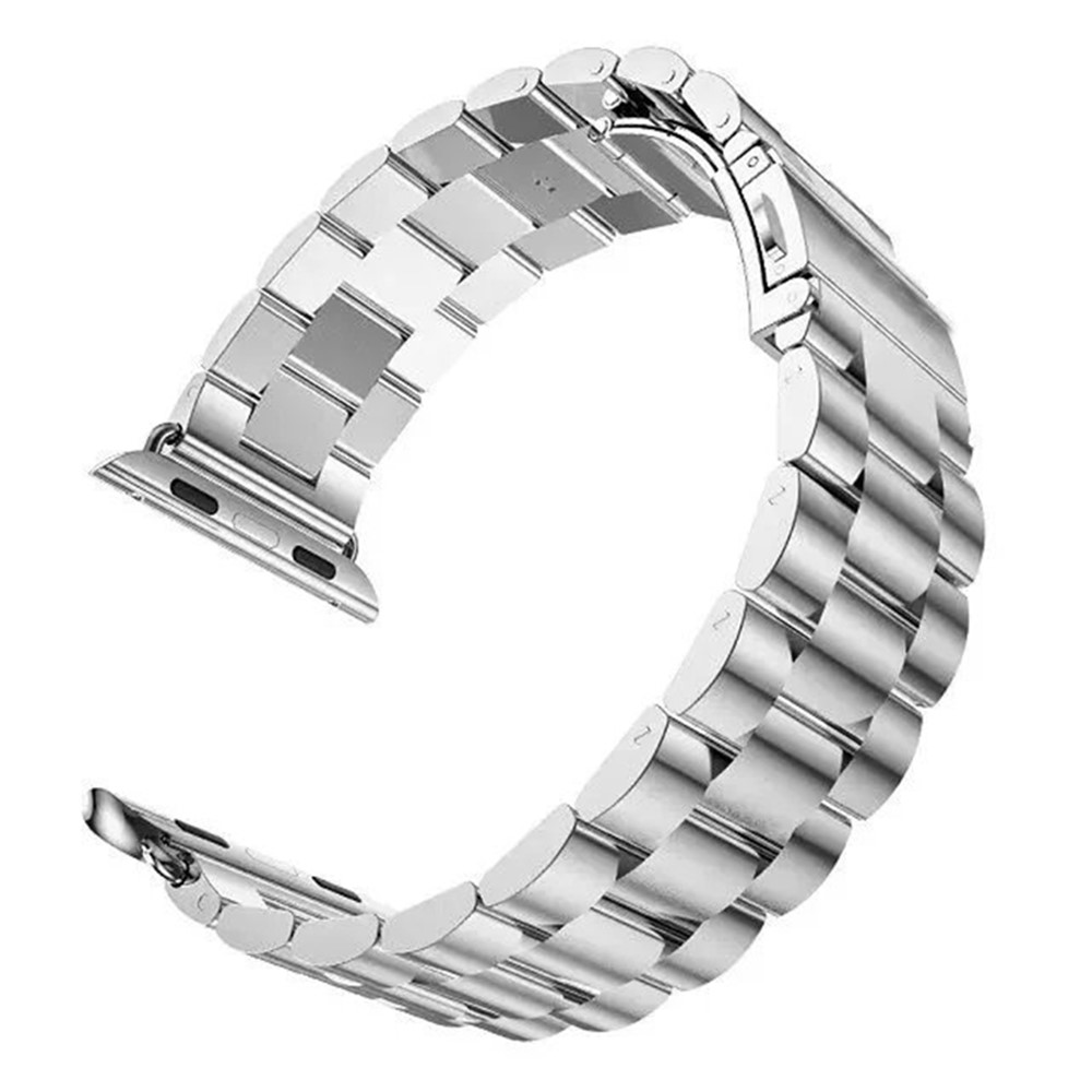 Cinturino Per Orologio In Acciaio Inossidabile Con Tre Perline Di Lusso Per Apple Watch Serie 4 40mm, Serie 3 / 2 / 1 38 Mm - Argento-2