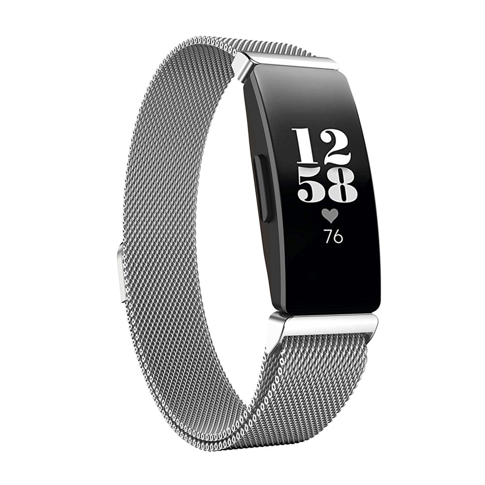 Alça De Relógio Magnético De Malha De Aço Inoxidável Malha Milanese Para Fitbit Inspirar HR / Inspirar - Tamanho: S / Prata-2