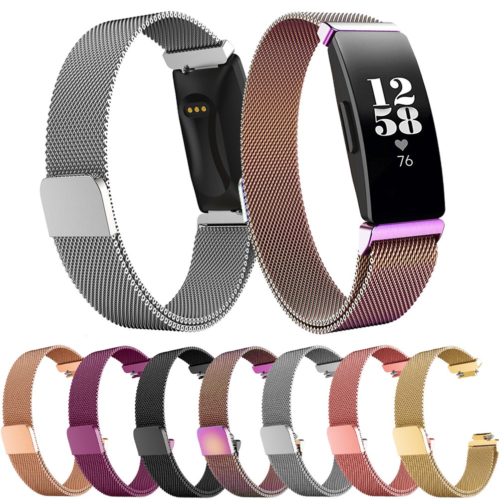 Alça De Relógio Magnético De Malha De Aço Inoxidável Malha Milanese Para Fitbit Inspirar HR / Inspirar - Tamanho: S / Prata-6