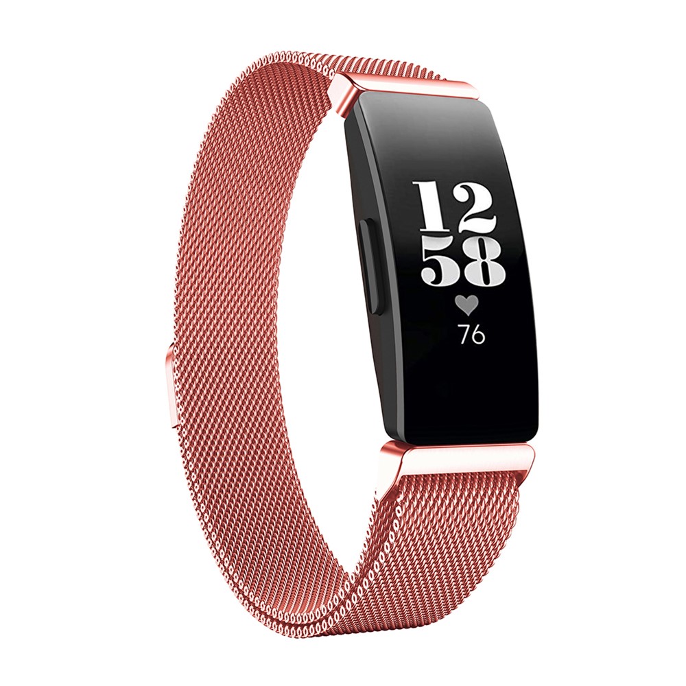 Banda De Relógio Magnético De Malha De Aço Inoxidável Milanese Para Fitbit Inspirar HR / Inspirar - Tamanho: S / Rosa Rosa-2