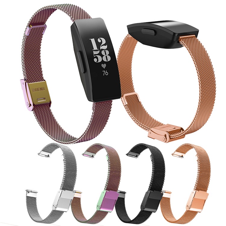 Substituição Magnética Da Parte Da Faixa Do Relógio Da Curvatura De Aço Inoxidável Milanese Da Malha Milanese Para O Fitbit Inspira HR / Inspirar - Cor-8