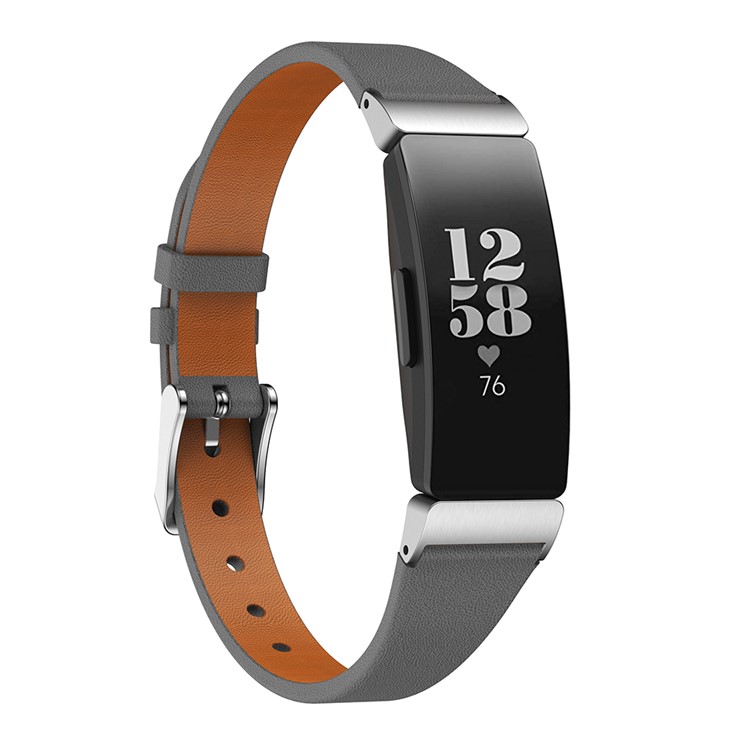 Pulseira De Relógio De Couro Genuíno De Passeio Único Para Fitbit Inspirar / Inspirar O RH - Cinzento-2