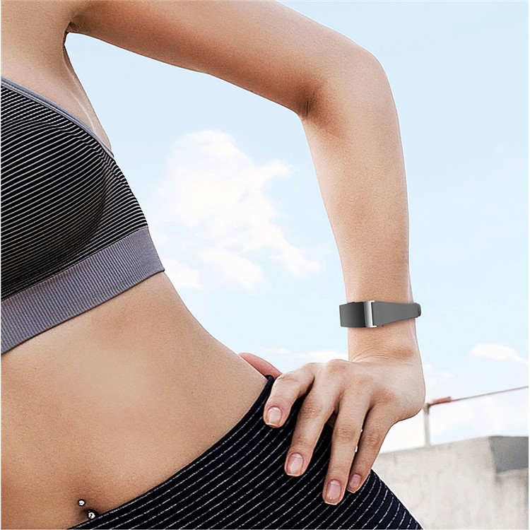 Pulseira De Relógio De Couro Genuíno De Passeio Único Para Fitbit Inspirar / Inspirar O RH - Cinzento-5