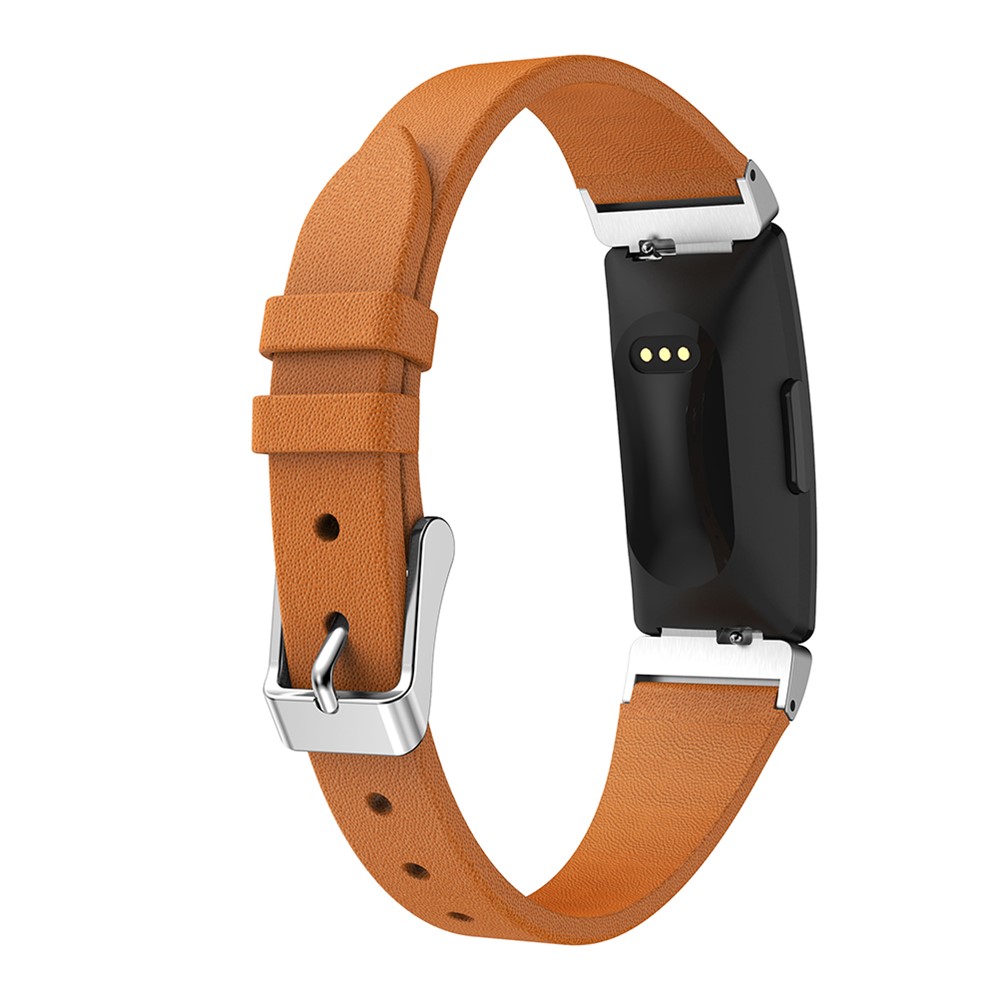 Bracelet De Montre En Cuir Véritable Tour Unique Pour Fitbit Inspire / Inspirer Les RH - Marron-1