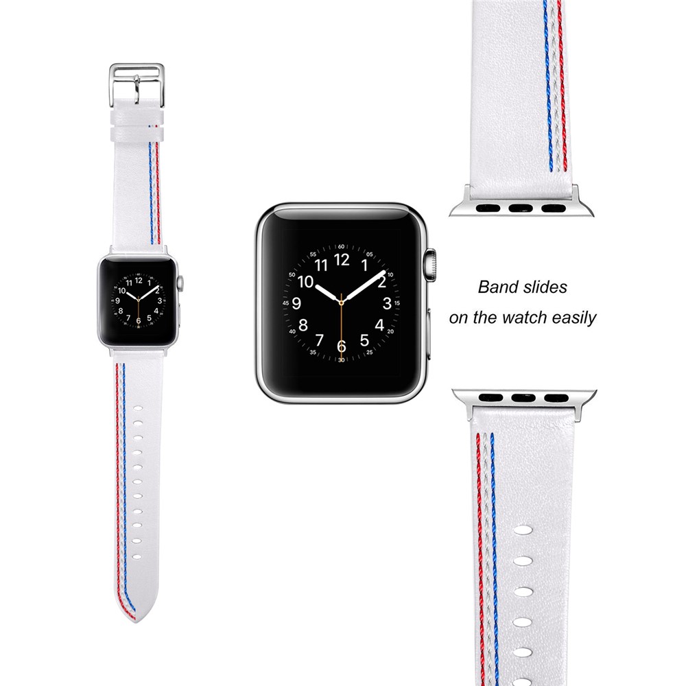 Genuine Leather Single Tour Watch Band for Apple Watch Apple Watch Series 4 44mm, Series 3/2/1 42mm - White-3