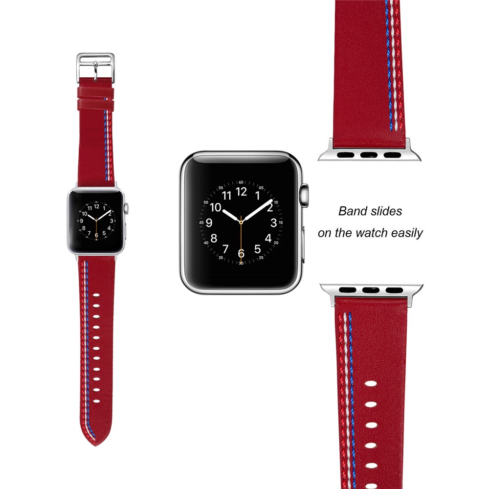 Cinturino In Vera Pelle Tour Singolo Per Apple Watch Apple Watch Serie 4 44mm, Serie 3/2/1 42mm - Rosso-3