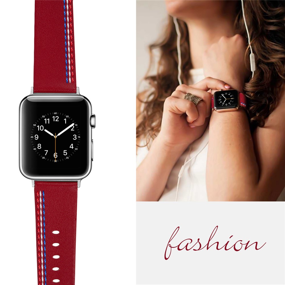 Cinturino In Vera Pelle Tour Singolo Per Apple Watch Apple Watch Serie 4 44mm, Serie 3/2/1 42mm - Rosso-5
