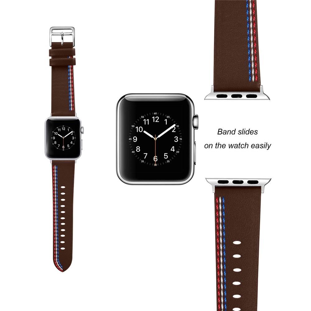 Cinturino In Vera Pelle Tour Singolo Per Apple Watch Apple Watch Serie 4 44mm, Serie 3/2/1 42mm - Cioccolato-3