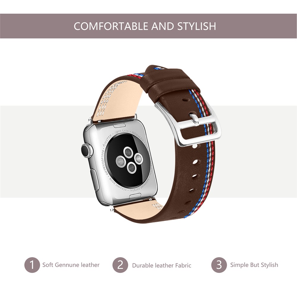 Cinturino In Vera Pelle Tour Singolo Per Apple Watch Apple Watch Serie 4 44mm, Serie 3/2/1 42mm - Cioccolato-4