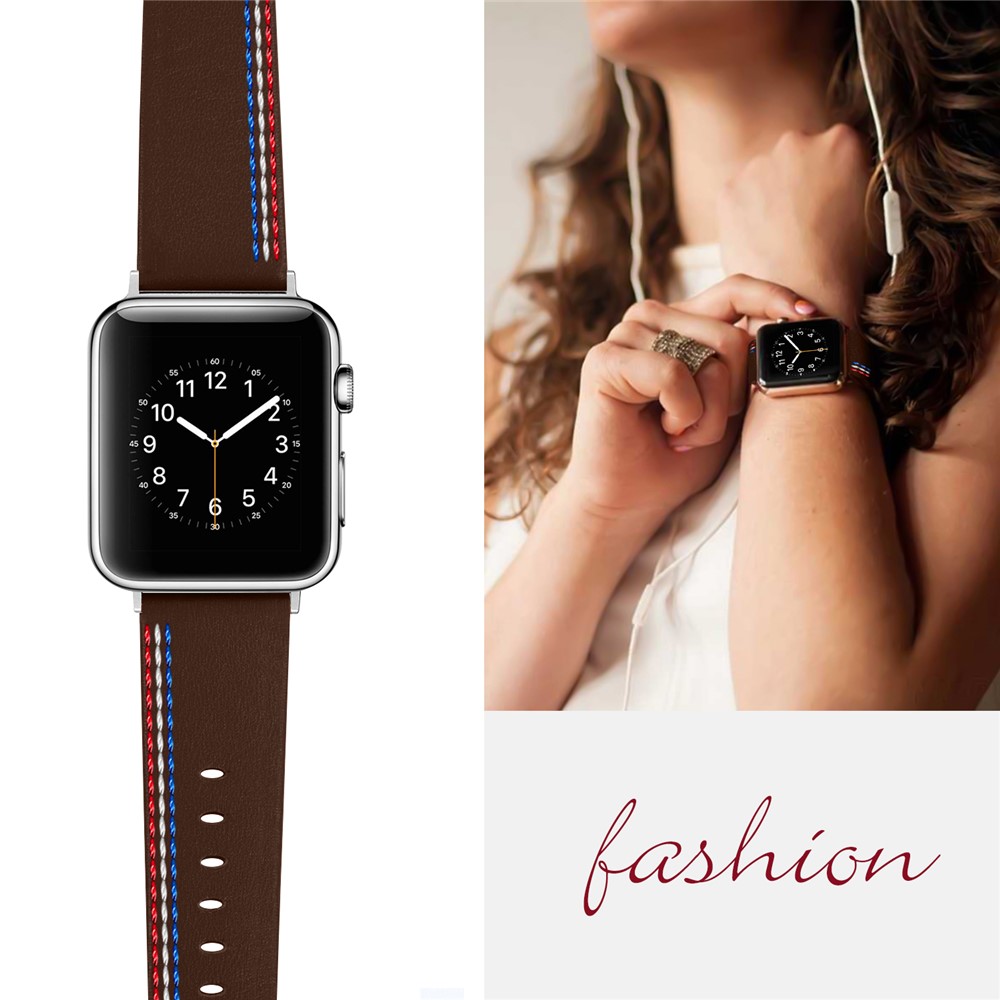 Cinturino In Vera Pelle Tour Singolo Per Apple Watch Apple Watch Serie 4 44mm, Serie 3/2/1 42mm - Cioccolato-5