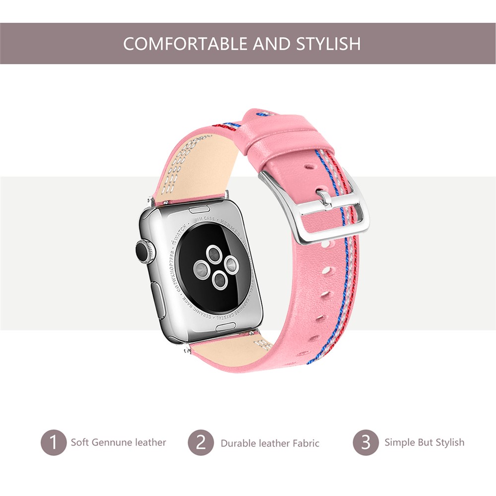 Cinturino In Vera Pelle Tour Singolo Per Apple Watch Apple Watch Serie 4 40mm, Serie 3/2/1 38mm - Rosa-5