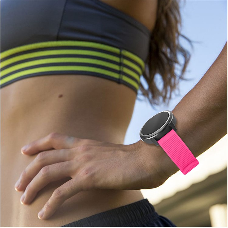 Stripes Texture Soft Silicone Watch Band for Garmin Vivoactive 3 - Rose-5